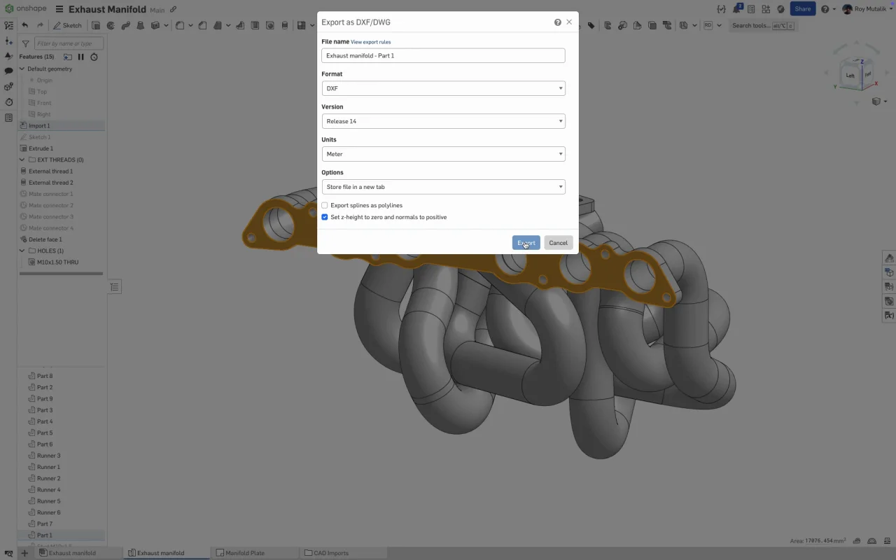 Onshape DXF-DWG-Export-Einheiten