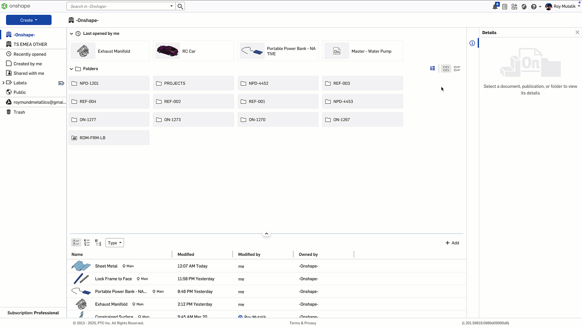 onshape Ordner sortieren im Rastermodus
