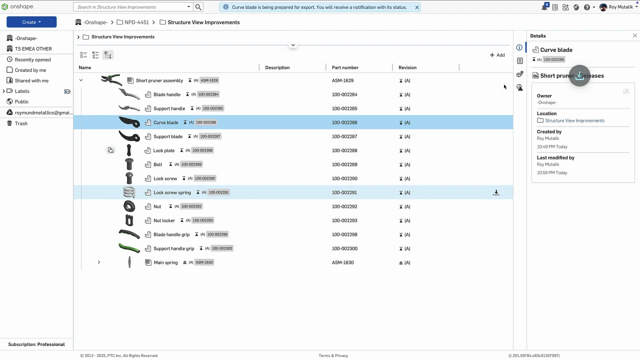 onshape Strukturansicht