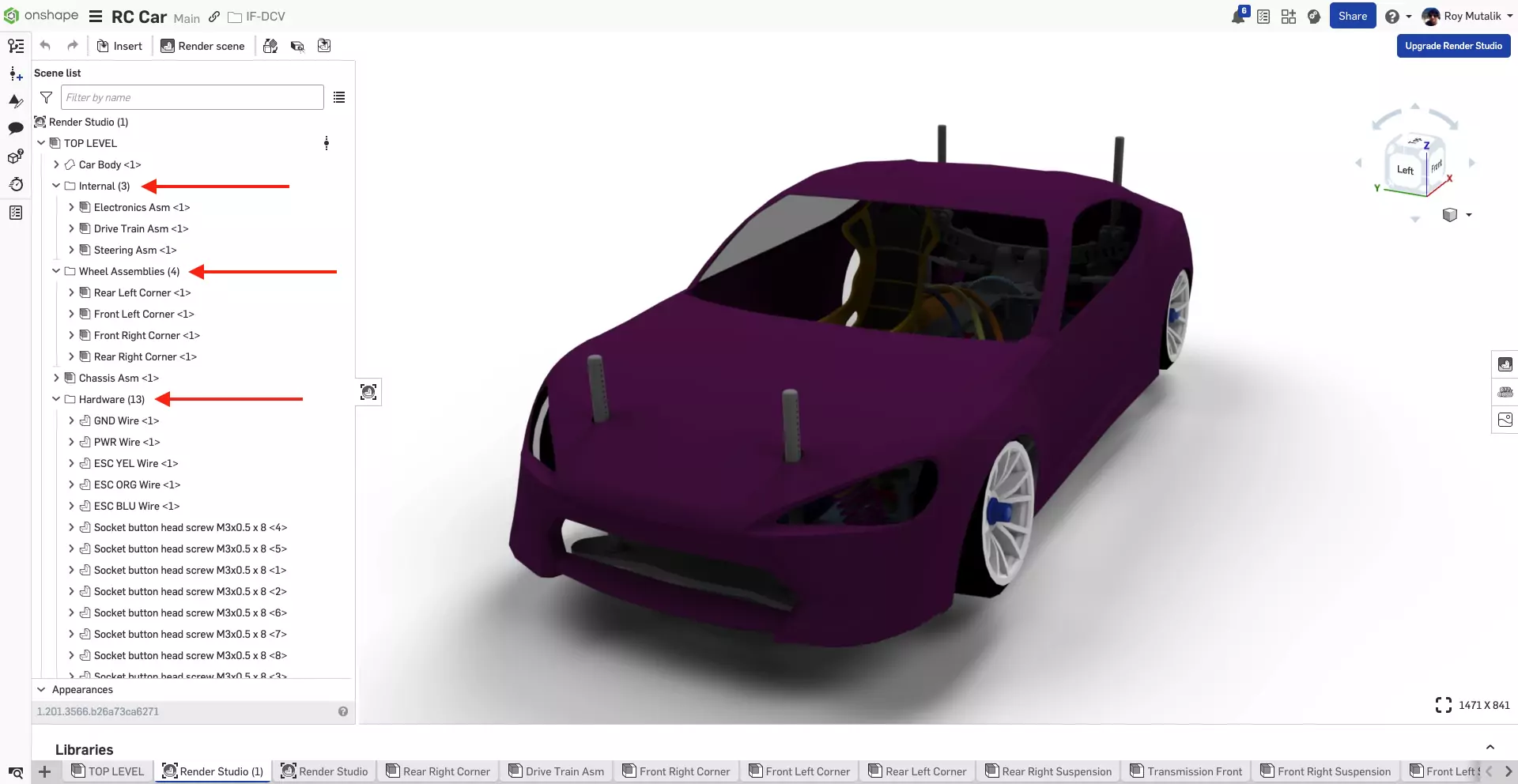 onshape render studio Baugruppen-Ordnerstruktur