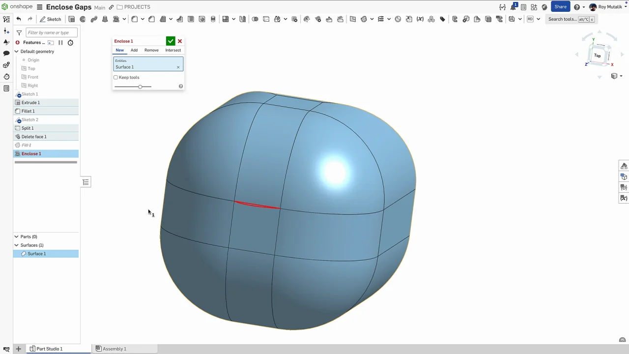 onshape umschliessen - luecken vorschau