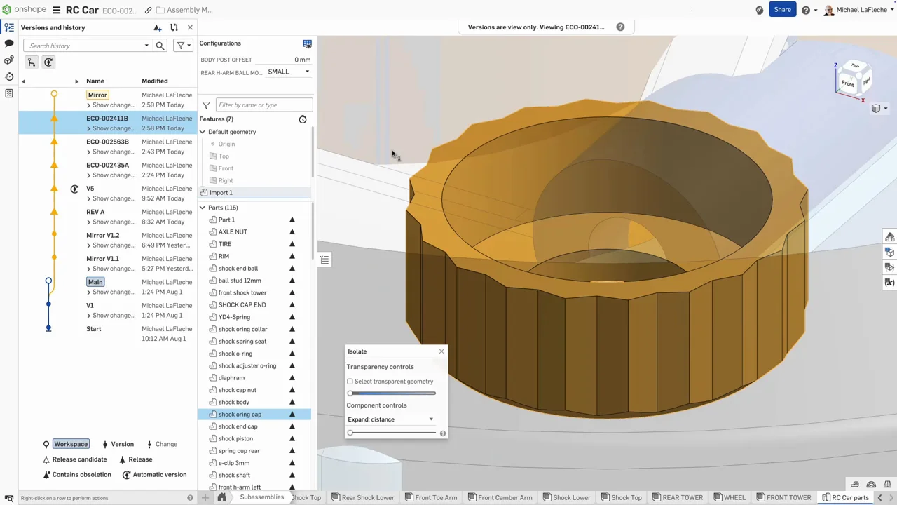 Onshape Listenansicht sortieren